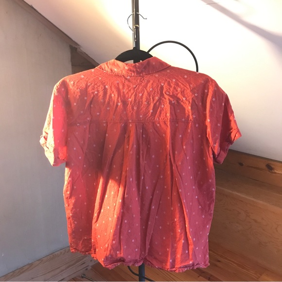 Madewell Orange White Embroidered Short Sleeve Button Down Top, EUC, S - Picture 12 of 12